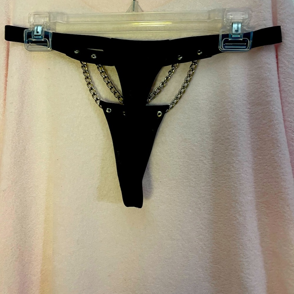 Leather and chain thong